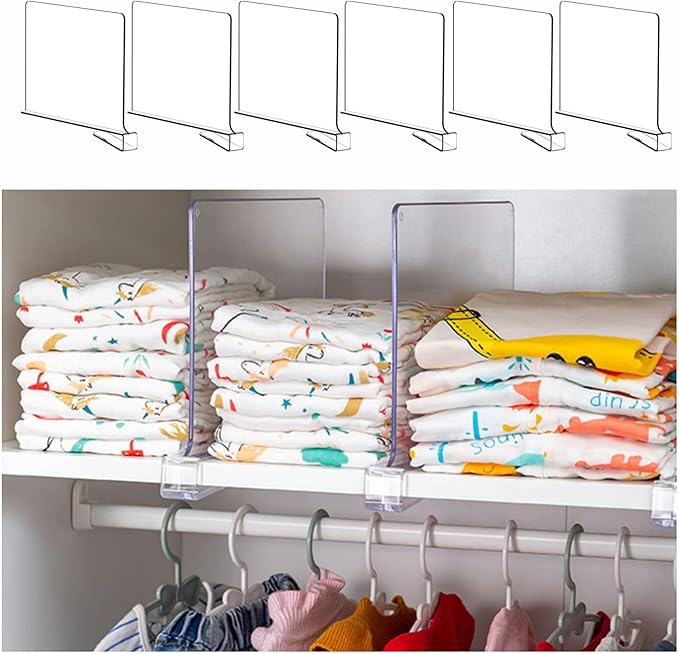 Clear Acrylic Closet Shelf Divider - 4 Pack Transparent Storage Organizer - Image 4