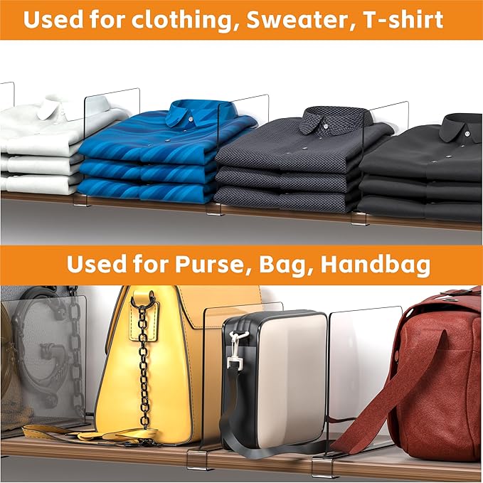 Clear Acrylic Closet Shelf Divider - 4 Pack Transparent Storage Organizer - Image 5