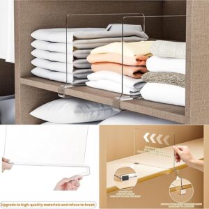 Clear Acrylic Closet Shelf Divider - 4 Pack Transparent Storage Organizer