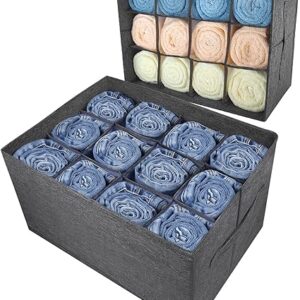 12-Cell Closet Organizer Bin – Foldable Wardrobe Storage for Jeans and Sweaters