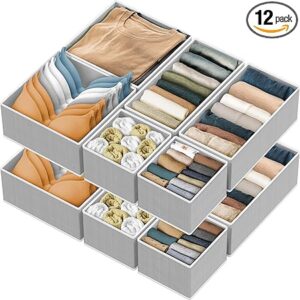12-Pack Foldable Drawer Organizer Bins – Simple Houseware Clothing Storage Set
