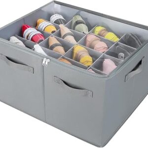 16-Pair Foldable Shoe Organizer for Closet - TOPIA HOME Covered Storage Box