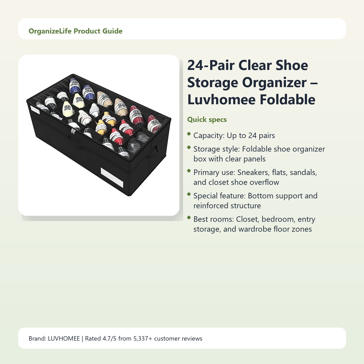 24-Pair Clear Shoe Storage Organizer – Luvhomee Foldable Closet Box - Image 3