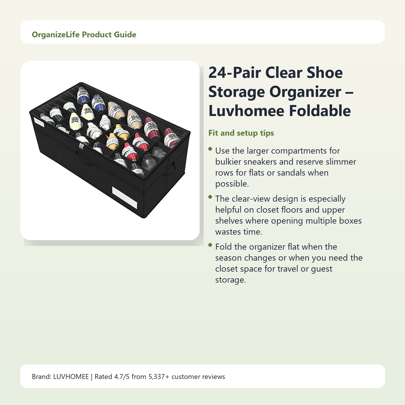 24-Pair Clear Shoe Storage Organizer – Luvhomee Foldable Closet Box - Image 4