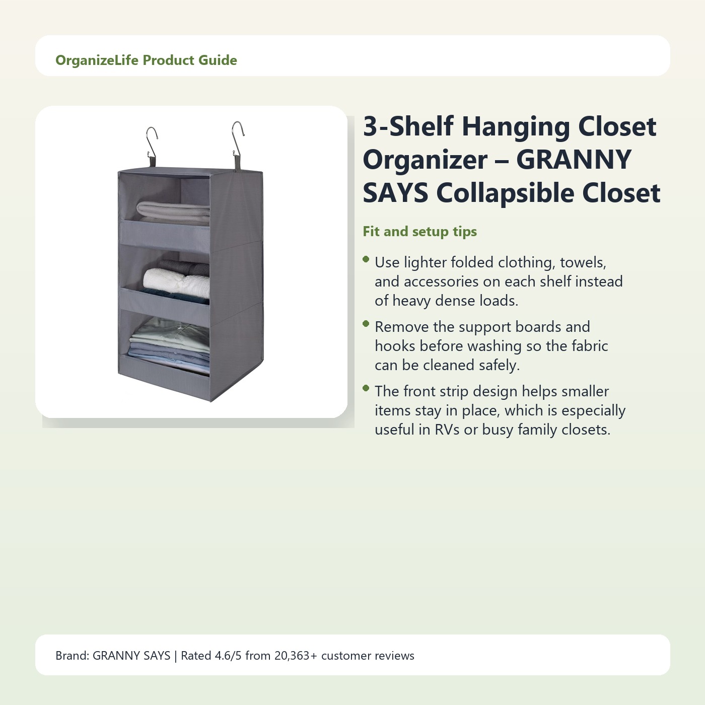 3-Shelf Hanging Closet Organizer – GRANNY SAYS Collapsible Closet Storage - Image 4