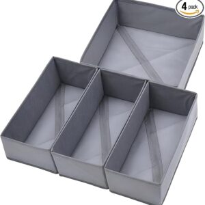 4-Pack Fabric Drawer Organizer Bins – Bructhun Sock and Underwear Divider Set