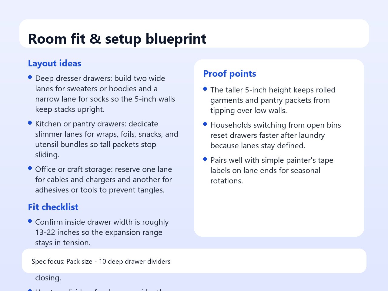 5-Inch Deep Expandable Drawer Dividers (10-Pack) for Dresser, Kitchen and Pantry Storage - Image 4