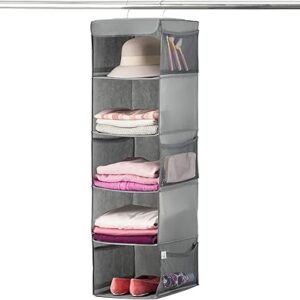 5-Shelf Hanging Closet Organizer – ZOBER Clothes and Linen Storage Shelves