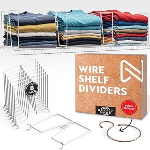 8-Pack Tall White Wire Shelf Dividers – Closet Organizer for Sweaters and Handbags
