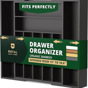 Luxury Bamboo Kitchen Drawer Organizer – Royal Craft Wood 9-Slot Cutlery Tray