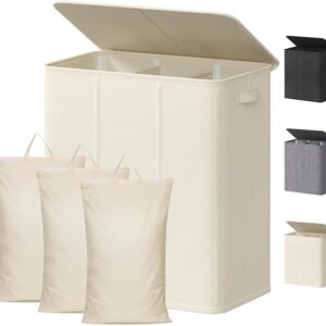 Triple Laundry Hamper with Lid – Lifewit 3-Section Closet Sorter