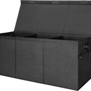 OrganizeHub Large Collapsible Storage Box with Lid – Black