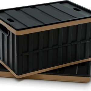 OrganizeHub Collapsible Plastic Storage Bin with Snap Lid