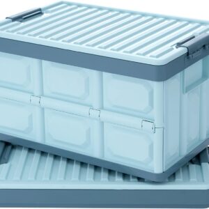 OrganizeHub Collapsible Storage Box with Handles – Blue 2-Pack
