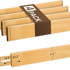 OrganizeHub Expandable Bamboo Drawer Dividers – Set of 4